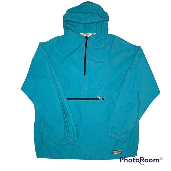 Vintage L.L. Bean Anorak 1990's USA MADE Teal Light Weight Windbreaker Rain Coat - Picture 2 of 7